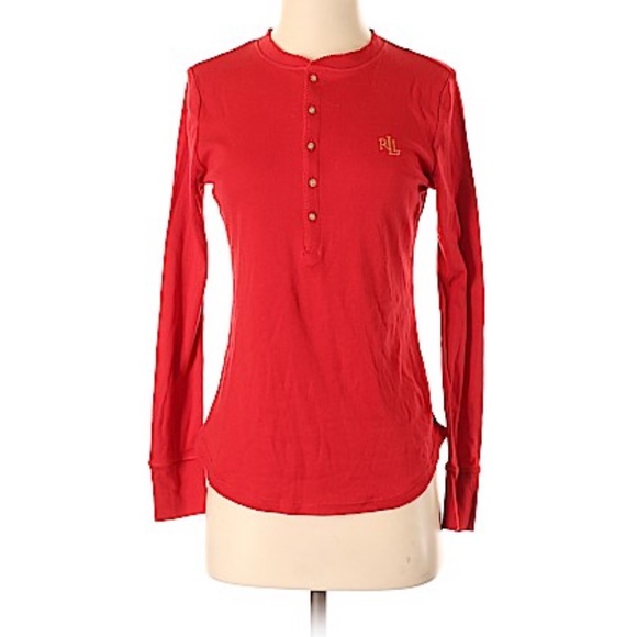 Ralph Lauren Tops - Ralph Lauren Long Sleeve Shirt Cotton Partial Button Down in Ted Size Small